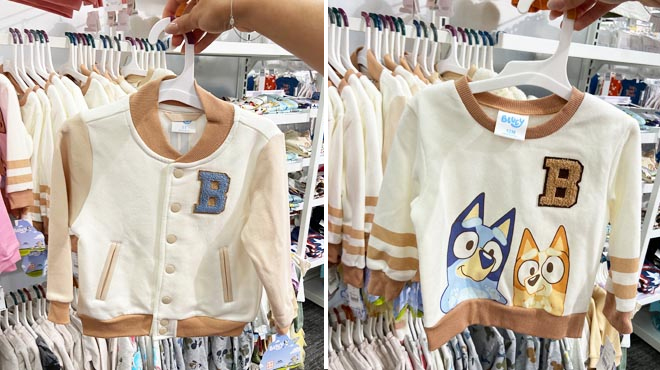 Bluey Toddler Varsity Bomber Jacket and Bluey Toddler Chenille Fleece Pullover Sweatshirt
