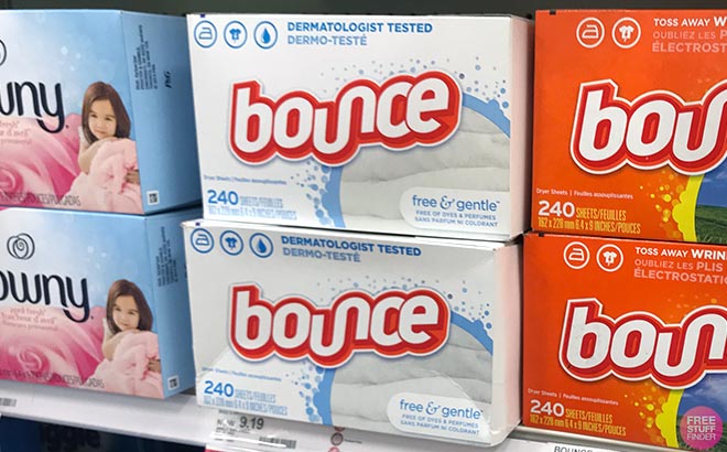 Bounce Free and Gentle Dryer Sheets 200 Count in shelf
