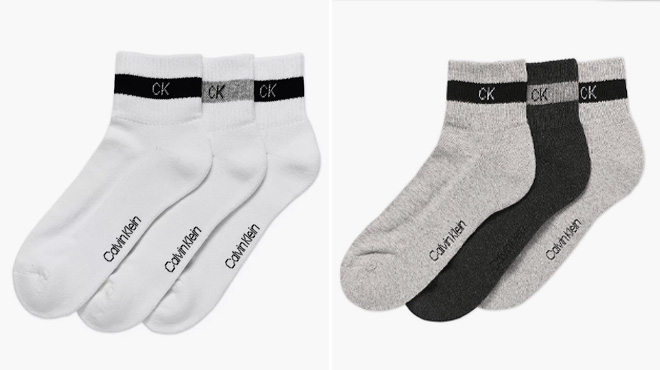 Calvin Klein 3 Pack Terrycloth Quarter Crew Socks