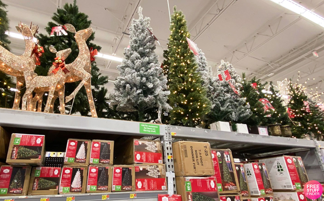 Christmas Trees and Decor at Walmart Store