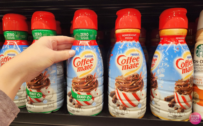 Coffee Mate Peppermint Mocha Creamer on a Shelf at Target