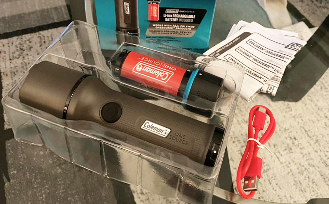 Coleman OneSource Water Resistant Rechargeable LED Flashlight Coleman OneSource Water Resistant Rechargeable LED Flashlight