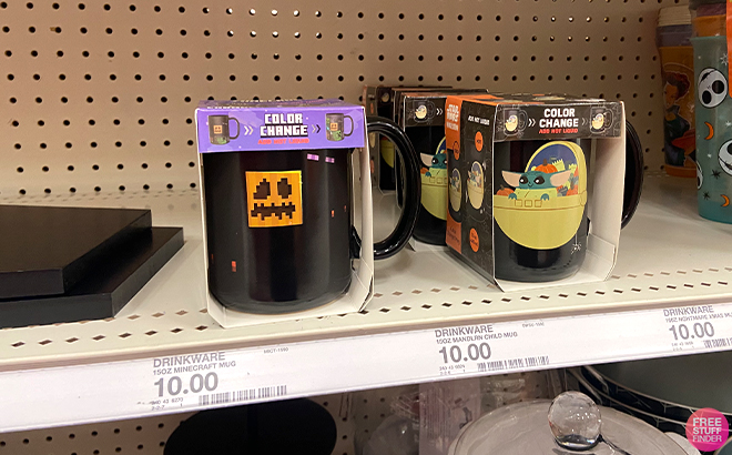 Color Change Mugs on a Shelf