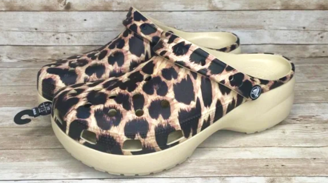Crocs Baya Platform Animal Print Clog Leopard