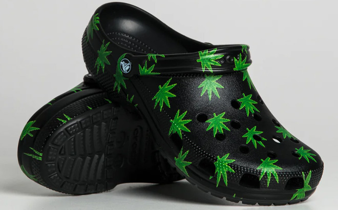 Crocs Classic Hemp Leaf Clogs in Black Color