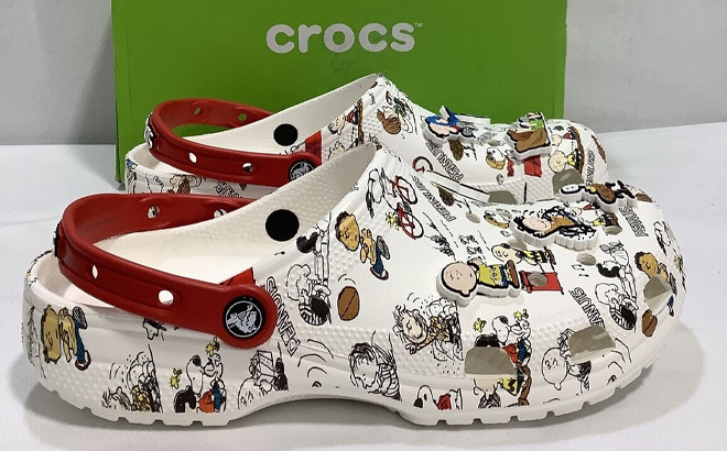 Crocs Toddler Peanuts Classic Clogs on the Table