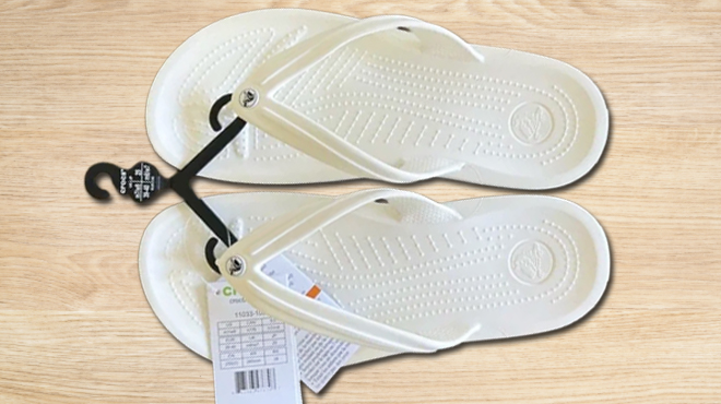 Crocs Unisex Crocband Flip Thong Sandal in white color