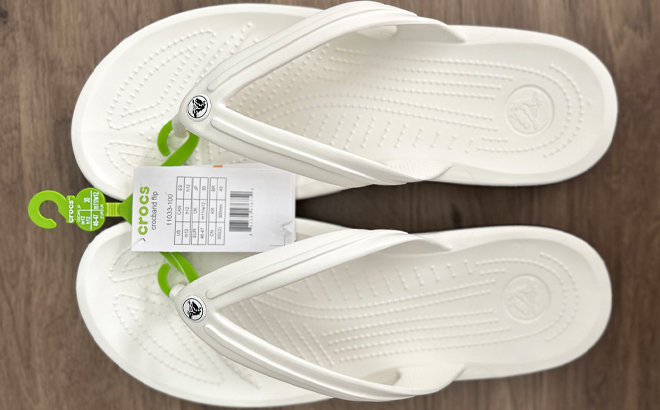 Crocs Unisex Crocband Flip Thong Sandals in White