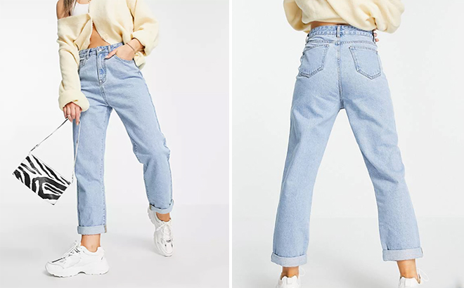 DTT Lou mom jeans in light blue wash