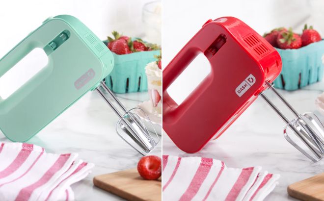 Dash 3 Speed Hand Mixer in Blue and Red Color