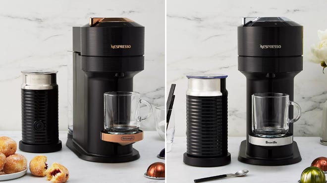 DeLonghi Nespresso Vertuo with Aeroccino Milk Frother Black Rose Gold and Classic Black DeLonghi Nespresso Vertuo with Aeroccino Milk Frother Black Rose Gold and Classic Black