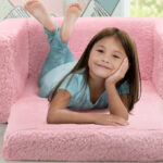 Delta Children Cozee Flip Out Sherpa 2 in 1 Convertible Chair in Pink Color