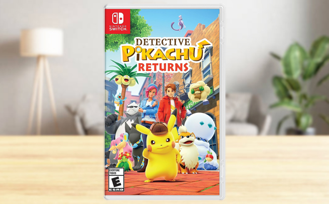 Detective Pikachu Returns US Version Game for Nintendo Switch on a Table