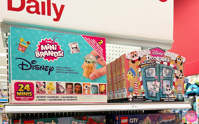 Disney Advent Calendars on a Shelf at Target