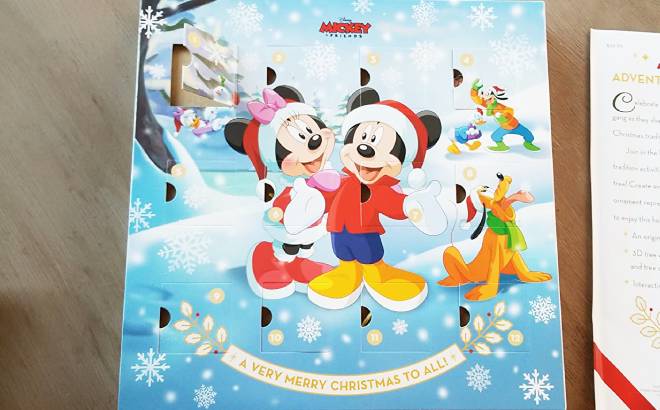 Disney Mickey Friends Advent Calendar on a Tabletop