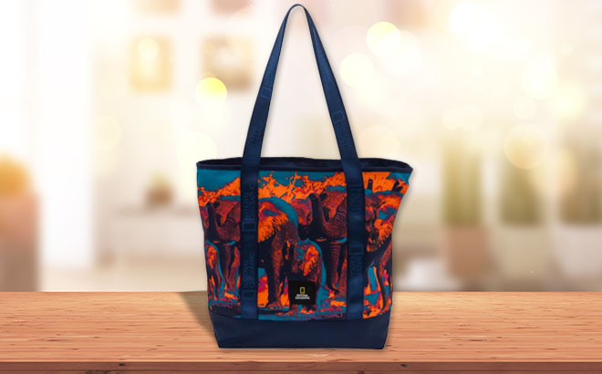 Disney National Geographic Elephant Tote Bag on a Table Disney National Geographic Elephant Tote Bag on a Table