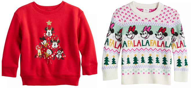 Disneys Mickey Mouse Friends Girls 4 12 Graphic Sweatshirt and Disneys Minnie Mouse Girls 4 12 Christmas Sweater
