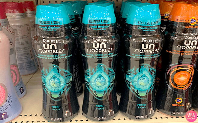 Downy Unstopable Scent Booster Beads on a Shelf