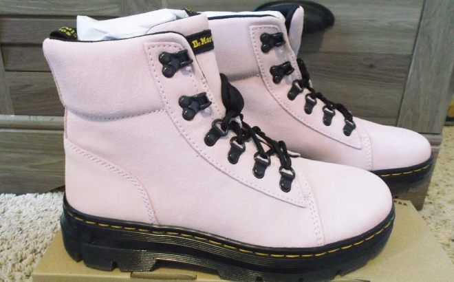 Dr Martens Womens Pink Combs Suede Boots