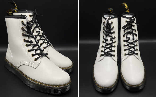 Dr Martens Womens White Zavala Leather Boots
