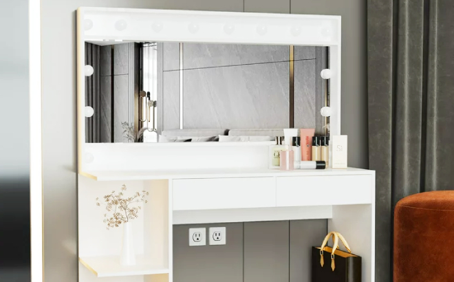 Ember Interiors Vanity Table with Lights Ember Interiors Vanity Table with Lights