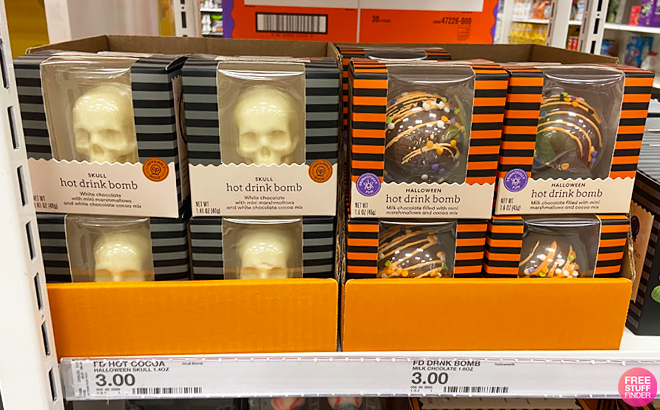 Favorite Day Skull Hot Drink Bombs and Halloween Hot Drink Bombs on Shelf at Target