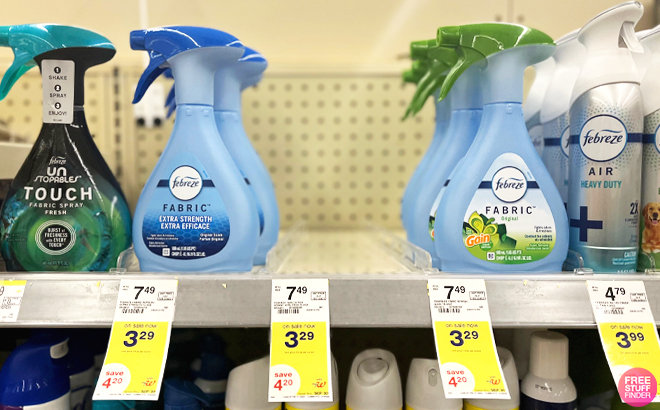 Febreze Fabric Refresher Sprays on a Shelf at Walgreens