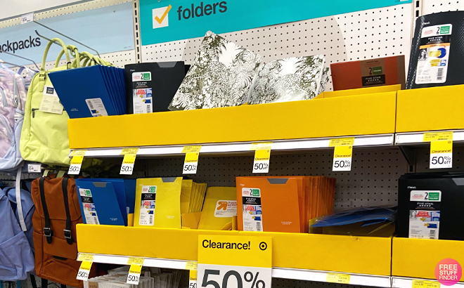 Folders on Shelves at Target