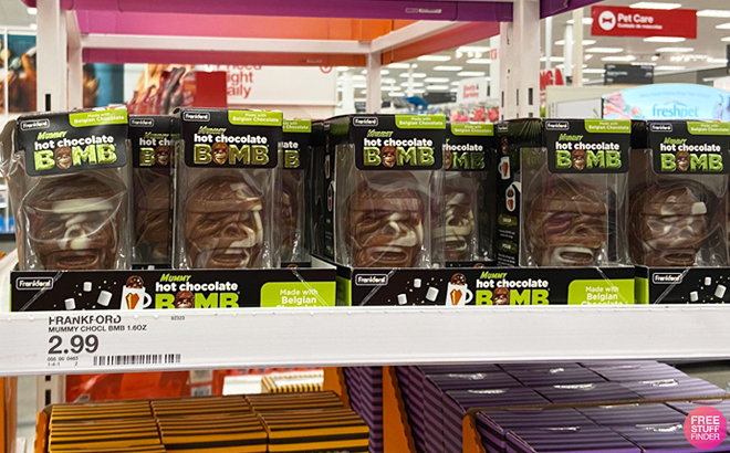 Frankford Halloween Mummy Hot Chocolate Drink Bombs on Shelf at Target