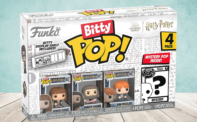 Funko Bitty POP Harry Potter Mini Collectible Toys 4 Pack on a Table Funko Bitty POP Harry Potter Mini Collectible Toys 4 Pack on a Table