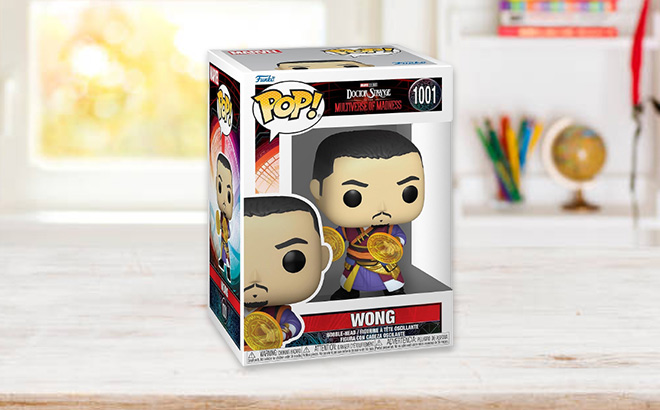 Funko Pop Marvel Doctor Strange Multiverse of Madness Wong in the Box on the Table Funko Pop Marvel Doctor Strange Multiverse of Madness Wong in the Box on the Table