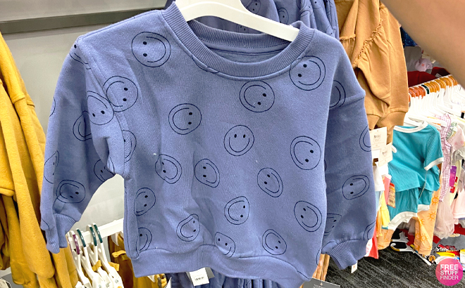 Grayson Mini Blue Toddler Boys Fleece Crewneck Sweatshirt