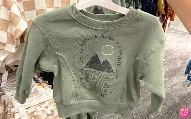 Grayson Mini Green Toddler Boys Fleece Crewneck Sweatshirt