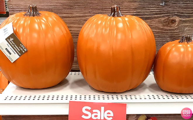 Halloween Craft Pumpkins on a Shelf at Michaels