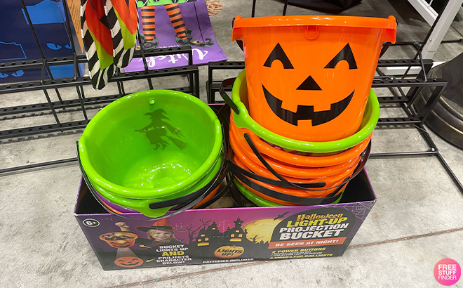 Halloween Light Up Projection Buckets at Lowes