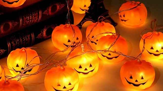 Halloween Pumpkin LED String Lights with Books