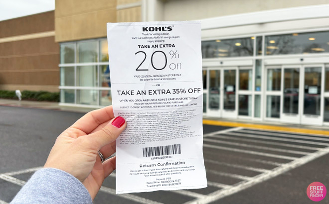 Hand Holding Kohls Coupon for 25 off