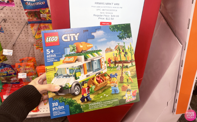 Hand Holding LEGO City Farmers Market Van Building Set