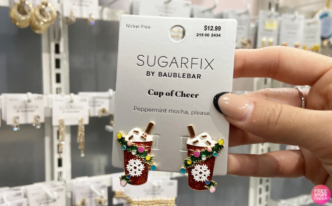 Hand Holding Sugarfix by Baublebar Cup Of Cheer Earrings