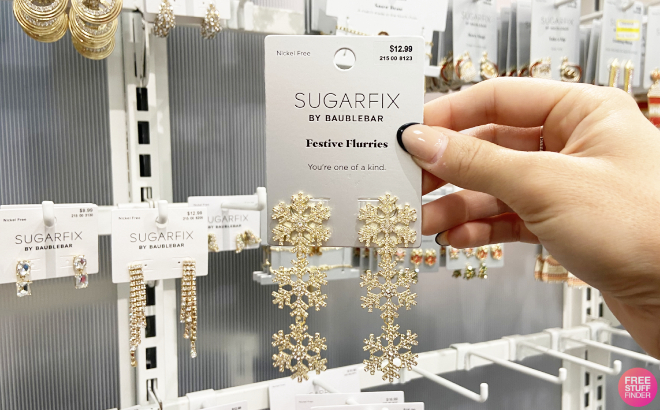 Hand Holding Sugarfix by Baublebar Festive Flurries Earrings