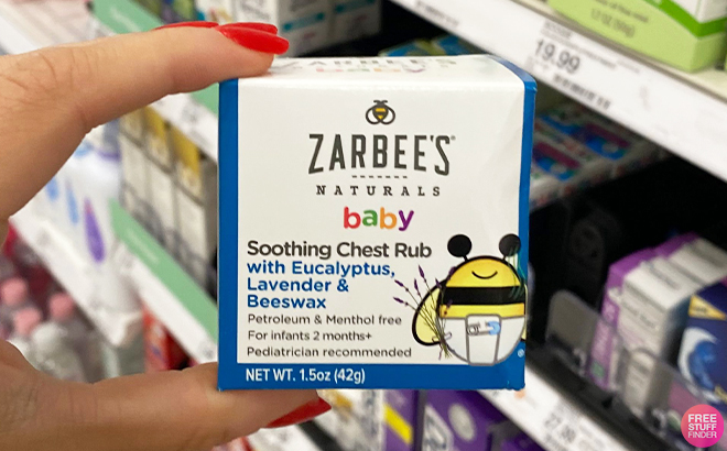 Hand Holding Zarbees Baby Soothing Chest Rub 1 5 Ounces at Target Hand Holding Zarbees Baby Soothing Chest Rub 1 5 Ounces at Target