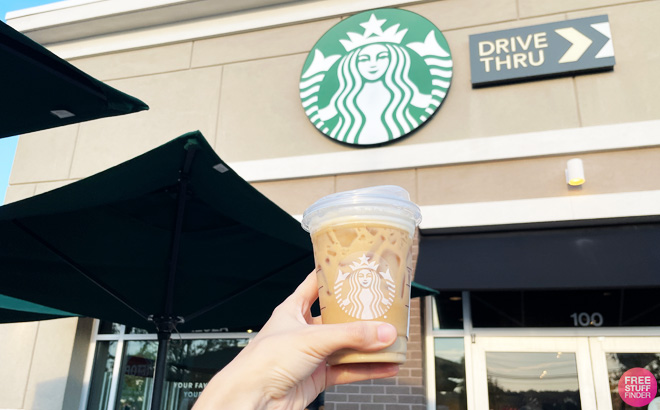 Hand Holding a Cup of Starbucks Coffee