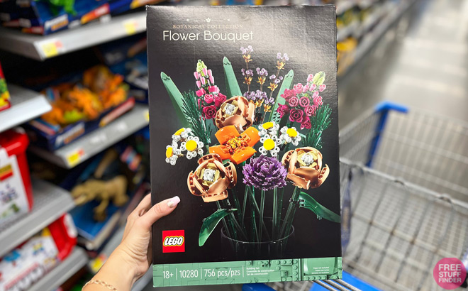 Hand Holding a LEGO Botanical Collection Flower Bouquet Set