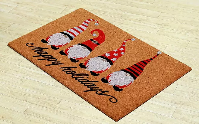 Happy Holidays Doormat on the Floor