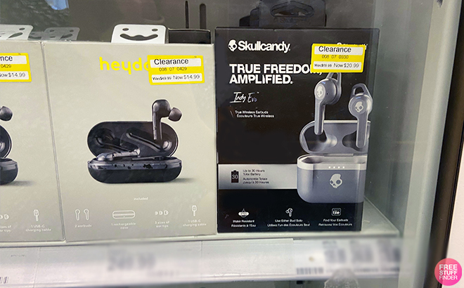 Hayday True Bluetooth Wireless Earbuds and Skullcandy Indy Evo True Wireless Bluetooth Headphones on a Target Shelf 1