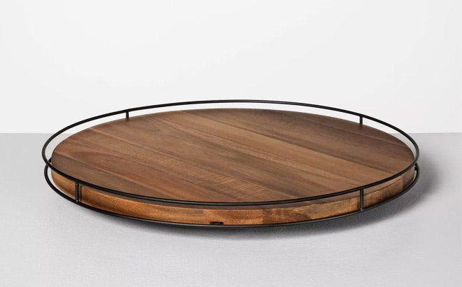 Hearth & Hand with Magnolia Wooden Lazy Susan with Metal Trim