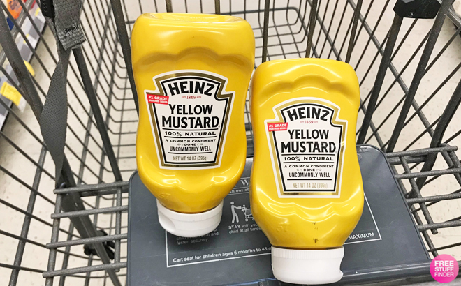 Heinz Yellow Mustard 14 Ounce Bottles on a Cart Heinz Yellow Mustard 14 Ounce Bottles on a Cart
