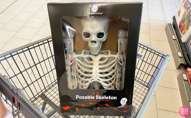 Huntington Home 5 Feet Posable Skeleton in Aldi Shopping Cart 1