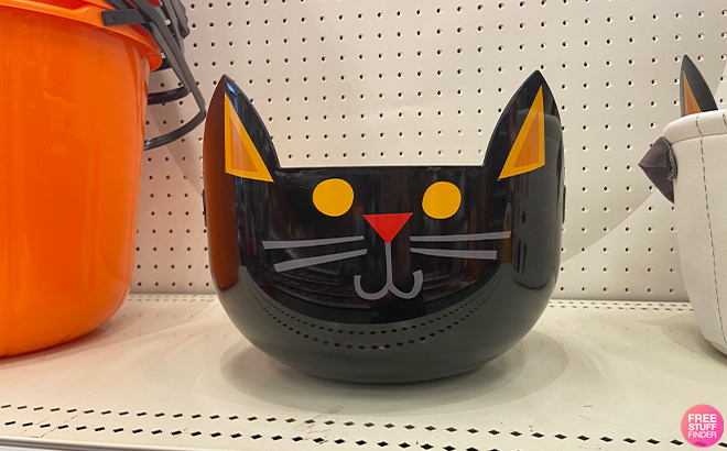 Hyde EEK Cat Halloween Plastic Candy Bowl on a Shelf