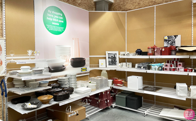 Ikea Store with Dishware and Boxes Overview